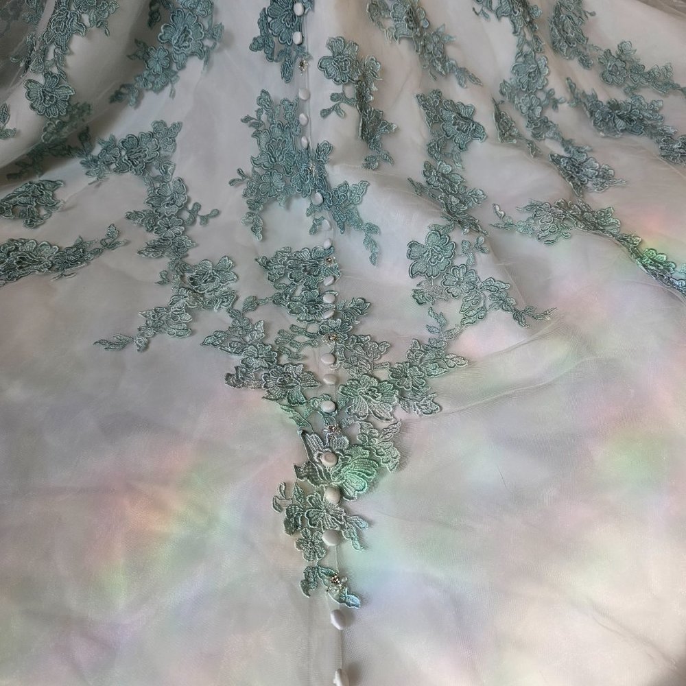 SIZE 6 ivory Allure Bridals HAND DYED wedding gown in Moss Green on ivory - Picture 8 of 11